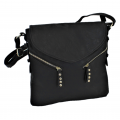 9034 - BLACK PU LEATHER CROSS BODY/ SHOULDER BAG